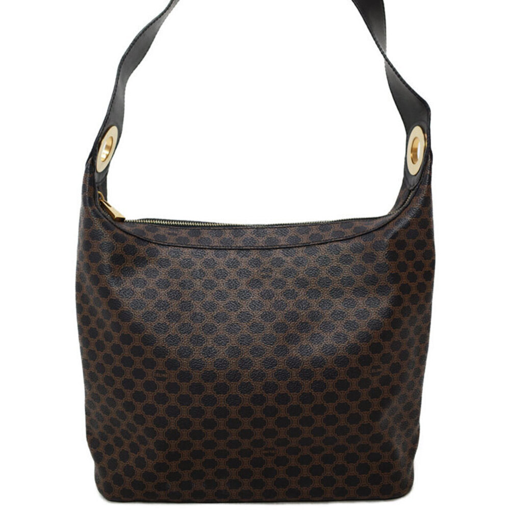 Celine Macadam Leather Shoulder Bag Brown